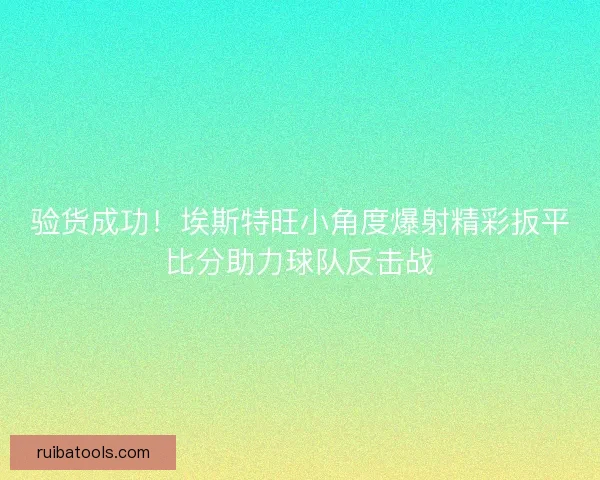 验货成功！埃斯特旺小角度爆射精彩扳平比分助力球队反击战